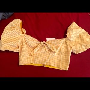 Showpo Yellow Gingham Crop Top